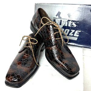 VTG Zoot Suit Faux Alligator Oxford Formal Dark Brown Dress Shoe Rare OOAK NWOT